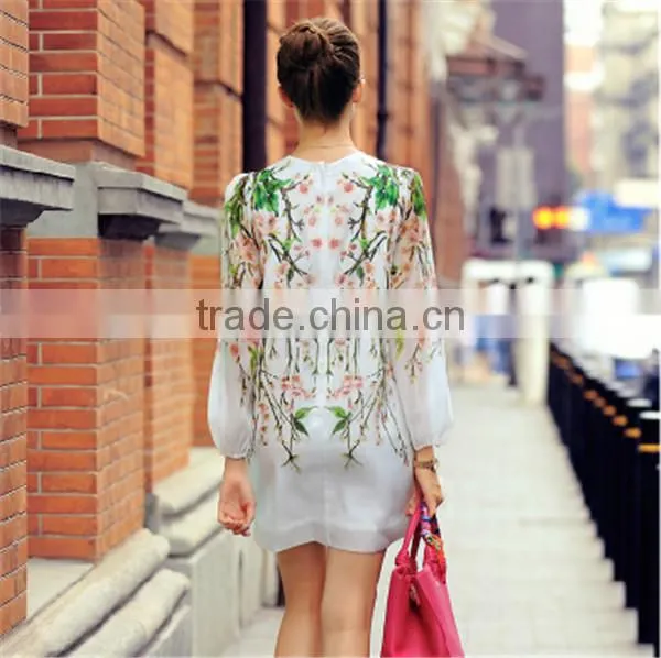 European latest fashion style sleeveless women custom print dress made for 2015 summer
