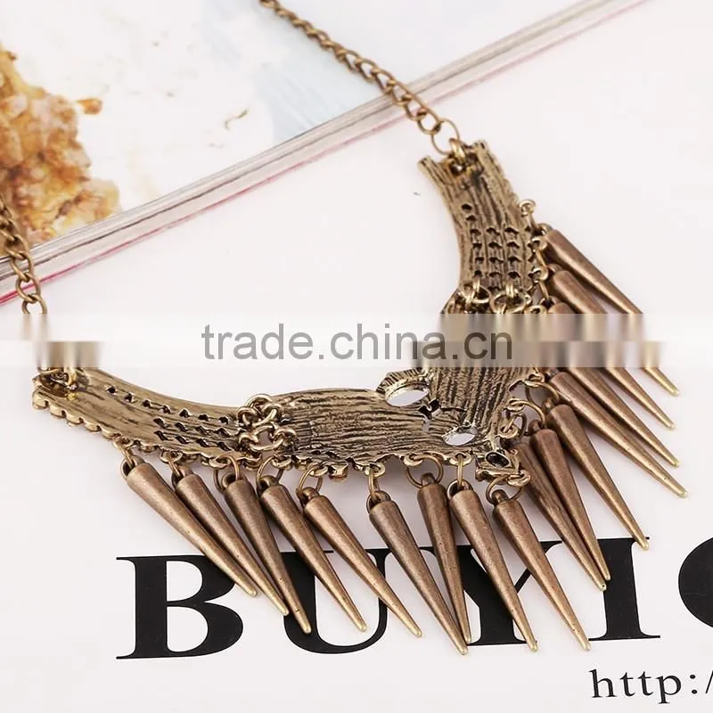 Western trendy tassel luxury mandarin orange rhinestone crystal vintage statement necklace jewelry