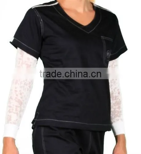Ladies Burt-Out Round Neck Long Sleeve T-shirt