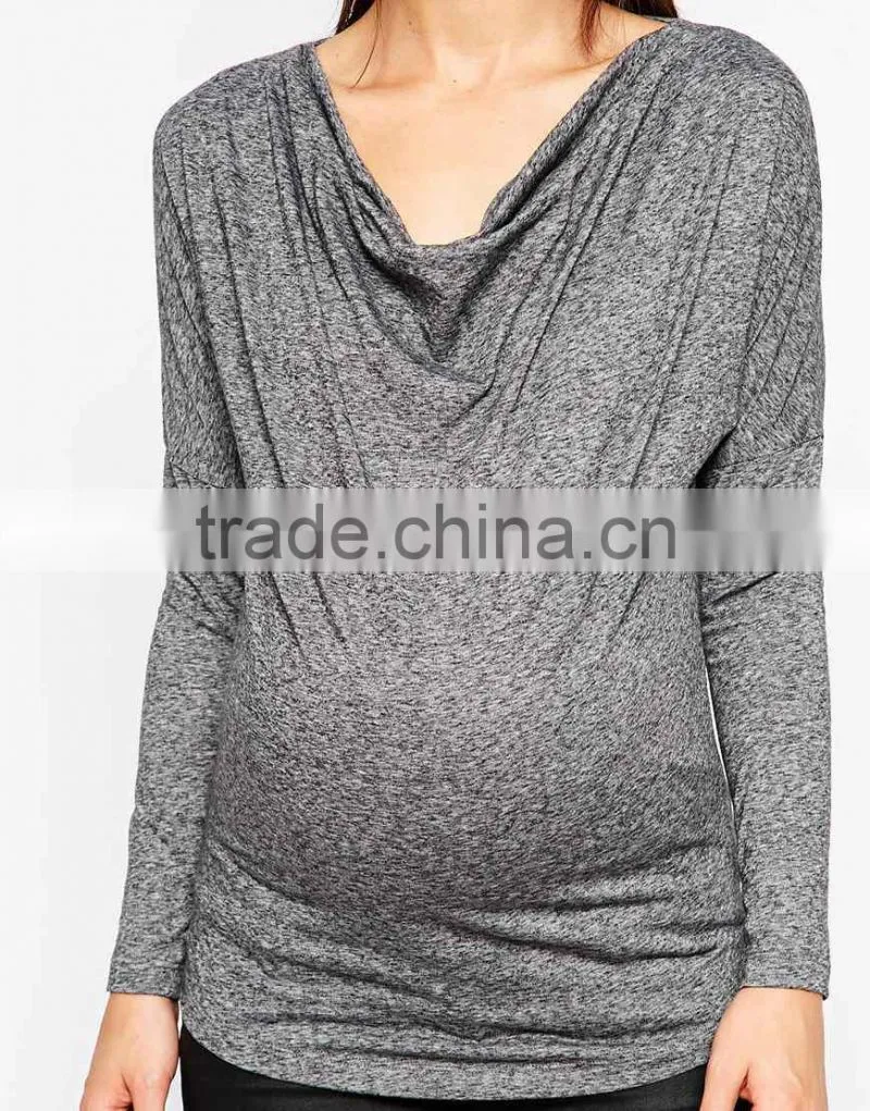 Latest scoop cowl neck longline cut women tops maternity tops wholesale