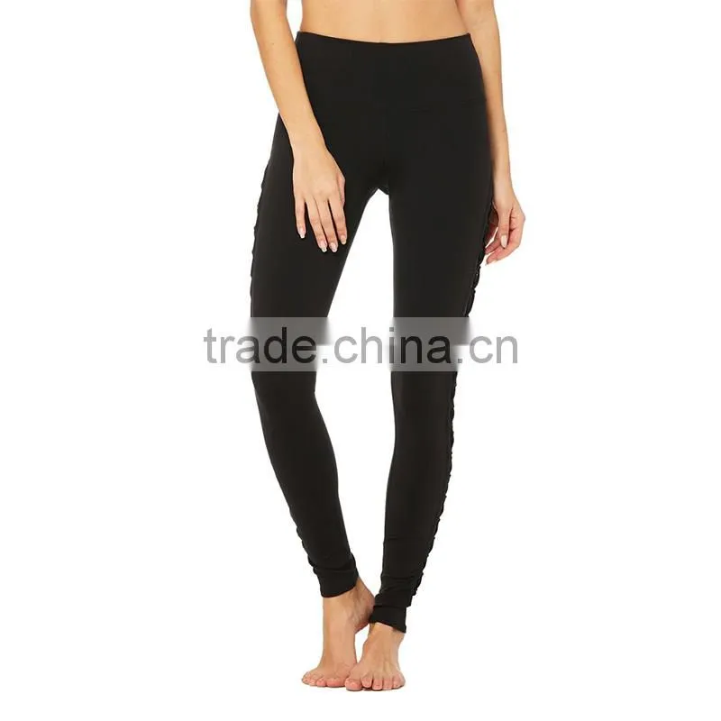 Unique side lace-up details interlace legging high waist women's yoga pants