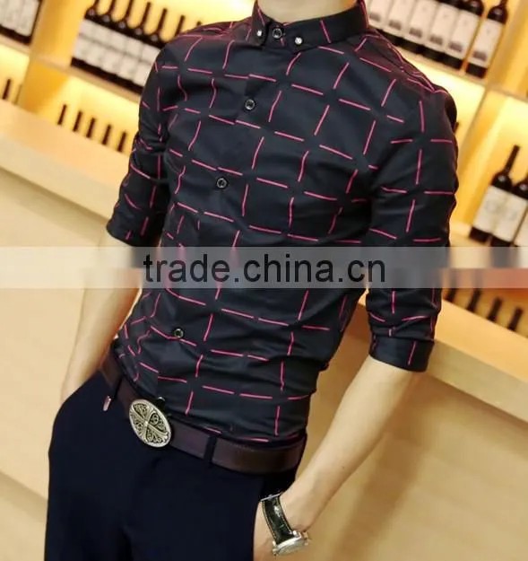 Thin section plaid shirt with short sleeves