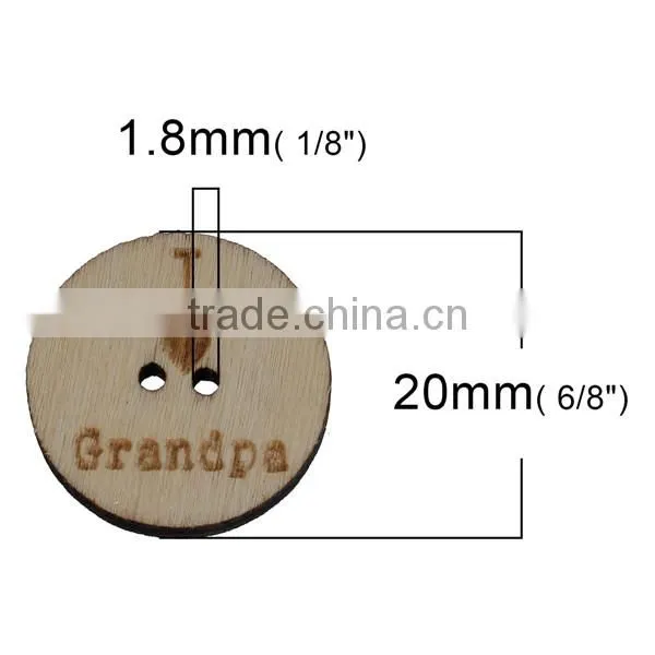 Wood Sewing Buttons Scrapbooking 2 Holes Round Natural Message Pattern I Love Grandpa "