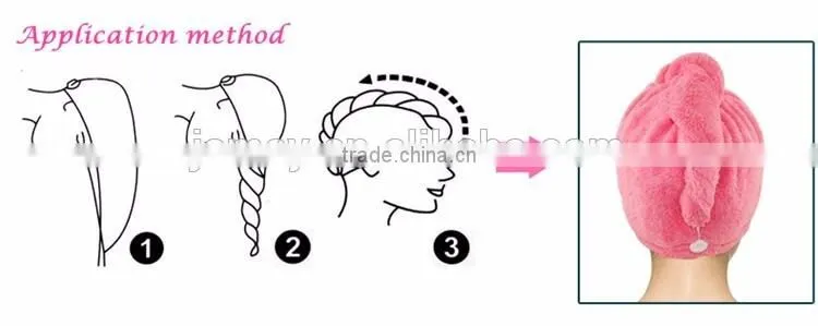 towel shower cap ,quick drying hair towel wrap with button wholesale