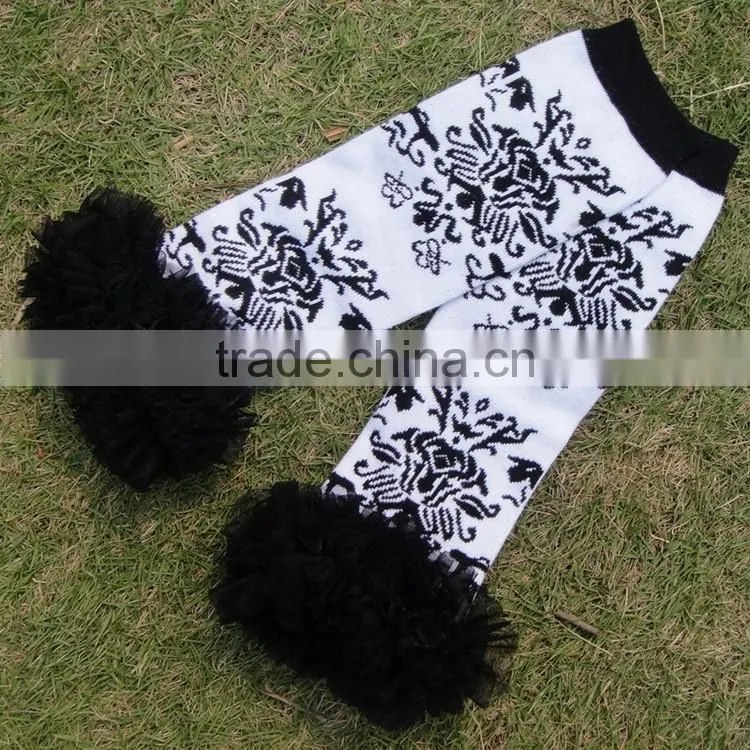 Red kint sports socks for children ruffles satin knee high baby leg warmer football