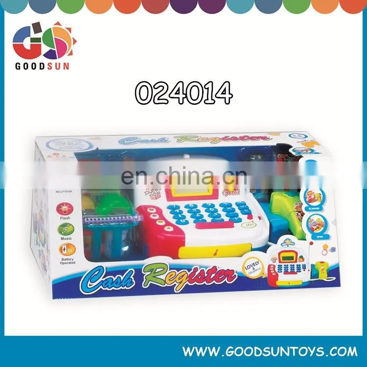 Plastic B/O supermarket cash register toys for kid with music and light