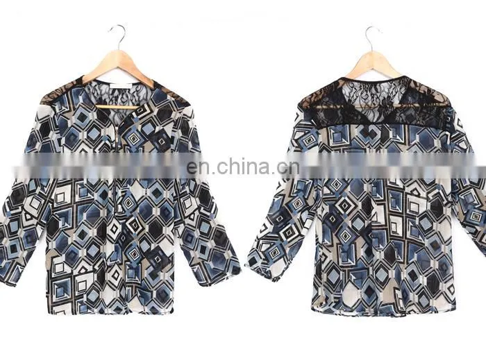 Ladies formal skirt and blouse Models short sleeve blouse Latest printed blouse designs