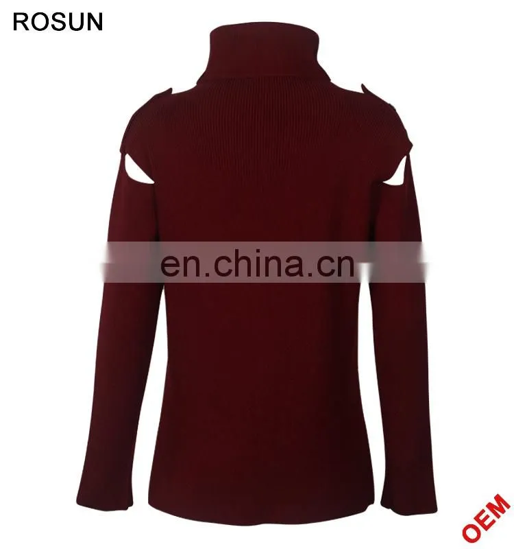 Winter Turtleneck Buttons on Shoulder Pullover Cashmere Sweater