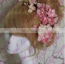 Aidocrystal pink hari flower crown, Rustic wedding hair accessories, Bridal headpiece, Floral headband