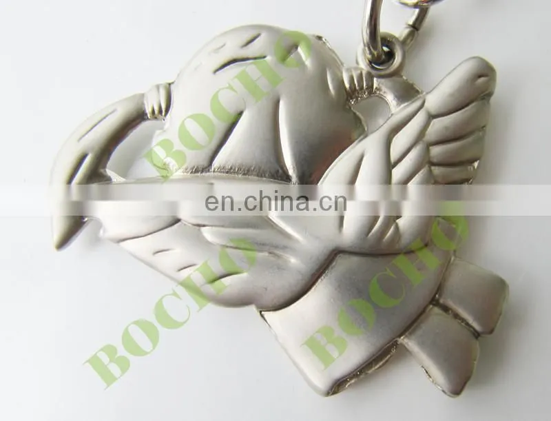 3D Metal Angel Keychain with shopping coin