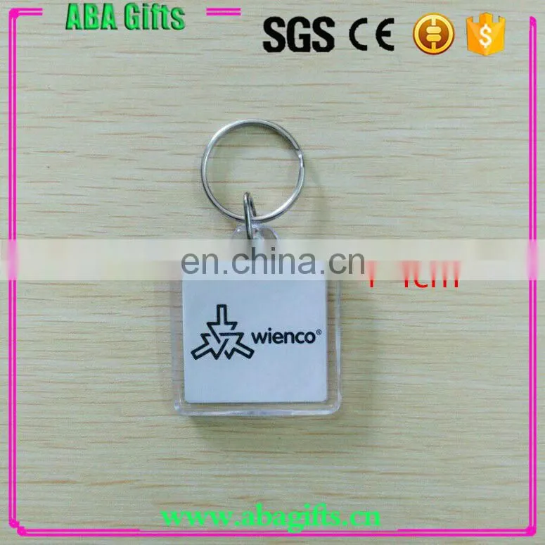 Plastic square shape photo Key chain
