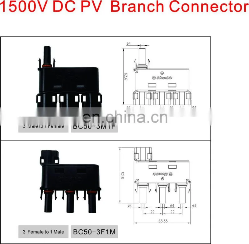 1M3F and 1F3M connector PV Solar t branch Connectors