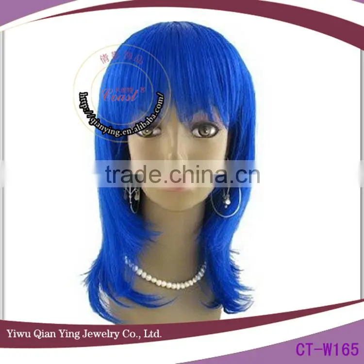 Dark blue color costume straight synthetic party wigs