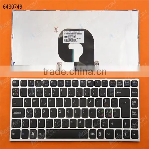 Original laptop keyboard for SONY VPC-Y Series SILVER FRAME BLACK Layout Nordic