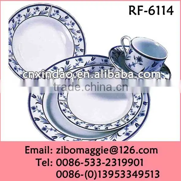 Professional Hot Sale Beautiful Flower Print Round Porcelain Cheap Restaurant Dinnerware Set