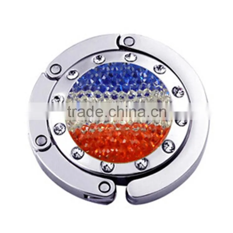 Resin Stone Gemmed Folding Bag Purse Hook, Foldable Bag Holder For Tables Wholesale