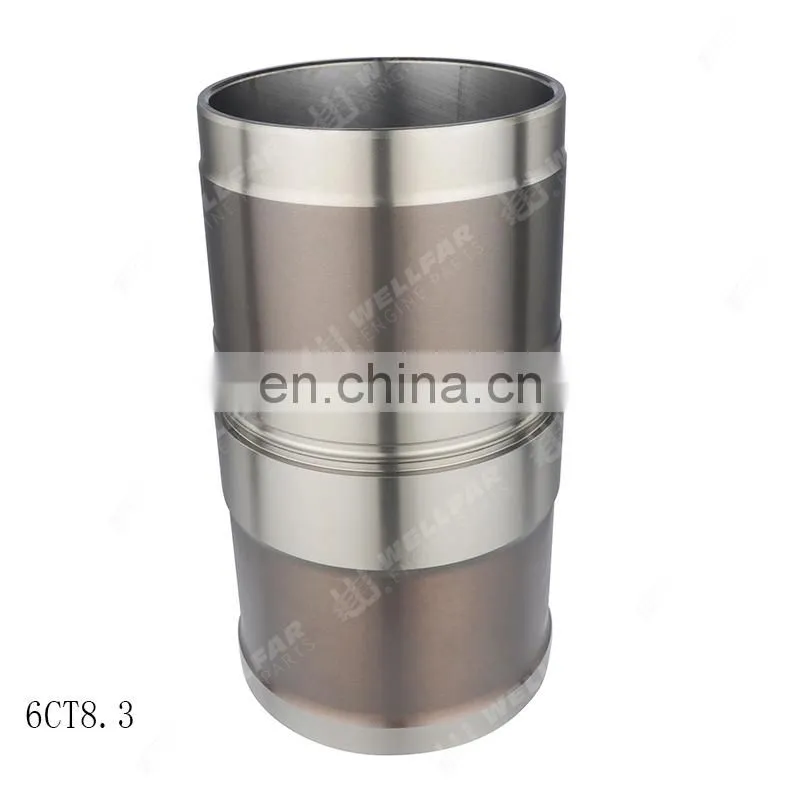 Cylinder liner kit bainite gray cast iron material quenching surfacetreament for 6CT8.3 ISC red liner 3800328/3944344/3948095