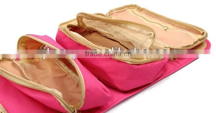 Mini folding multifunctional travel dence polyester Oxford snap cosmetic bag