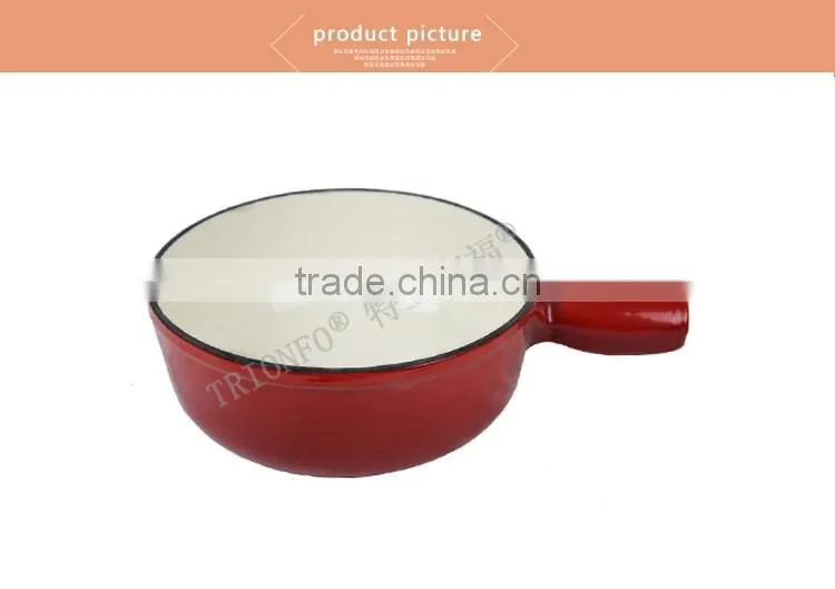 Lightening red enamel cast iron non-stick cooking pot