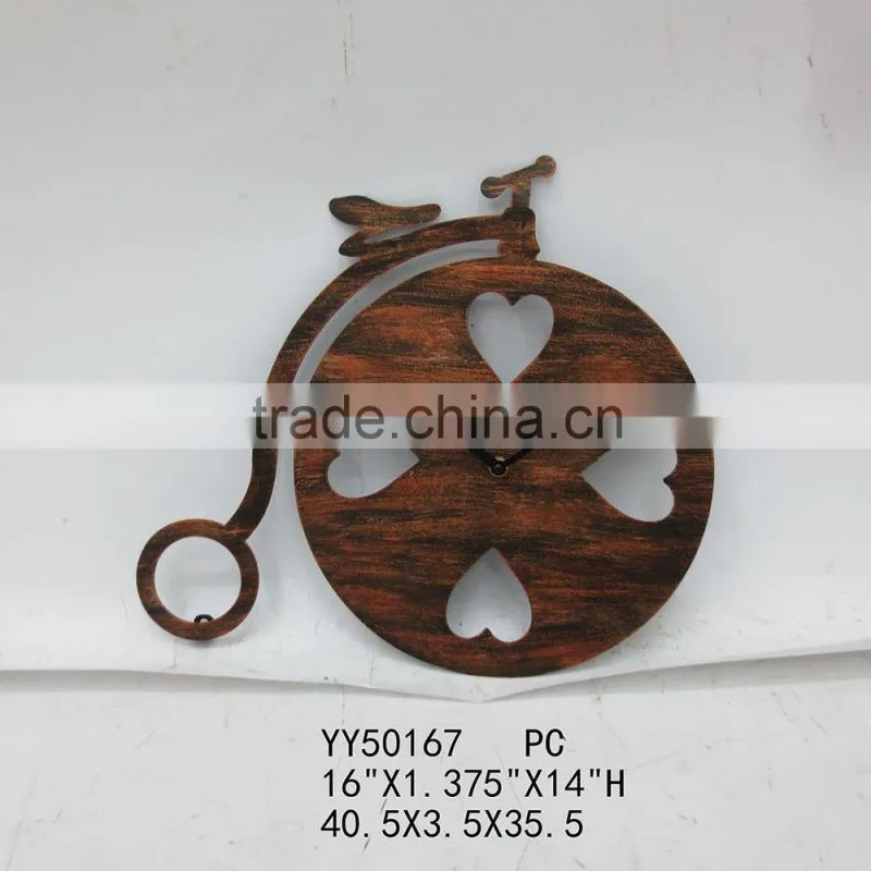 rusty metal bike clock for wall decoration, cheap clock
