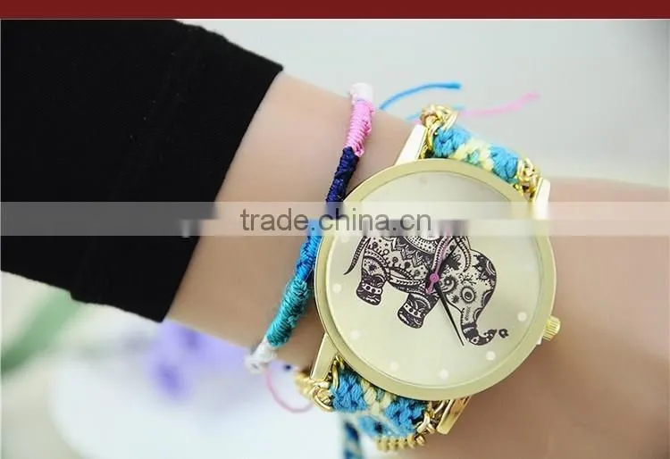 Handmade Braided Friendship Bracelet Watch New Arrival Geneva Hand-Woven Wristwatch Ladies Quartz Gold Women Dress Watches