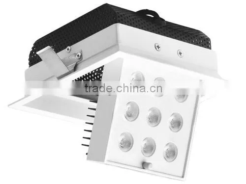 square tiltable 90 degree led downlight