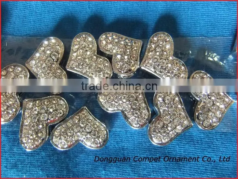Produce slide diamond hearts Wholesale diamond letter 10 mm full rhinestone heart charm