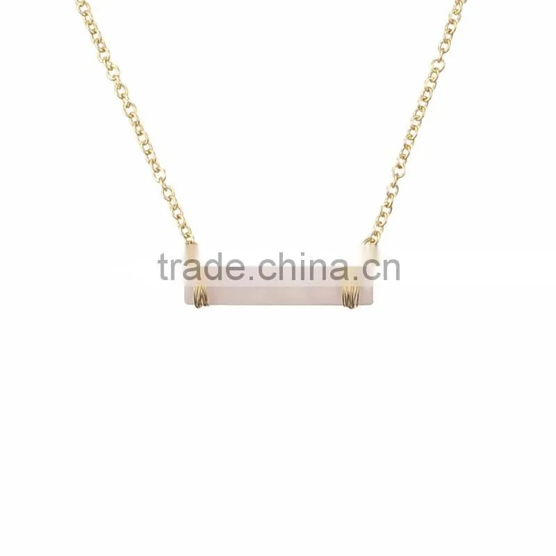 Minimalist Design Blue Bar Gemstone Jewelry Choker Necklace 2016