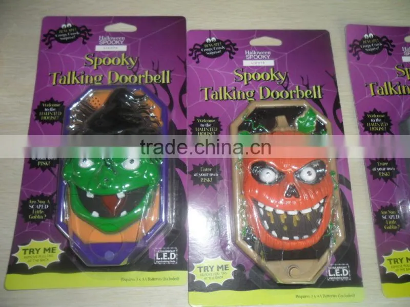 factory whole sale Halloween spooky time pumpkin funny doorbell with talking spider