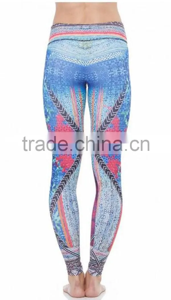 High waist gym compression yoga pants/sublimation printed yoga pants/custom colorful yoga pants
