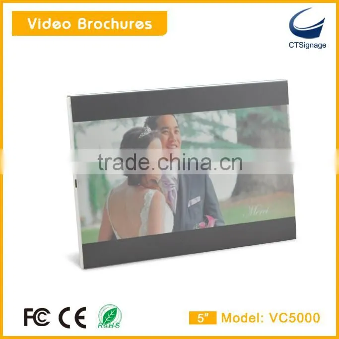 Customized 5 inch lcd video card with multi bottons
