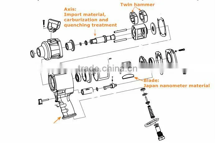ZM-660 3/4" inch air ratchet wrench laor saving tools screw lighter air tools pneumatic tools impact spanner
