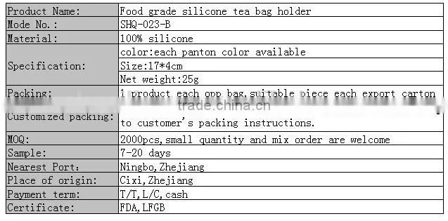 Food grade silicone tea bag holder