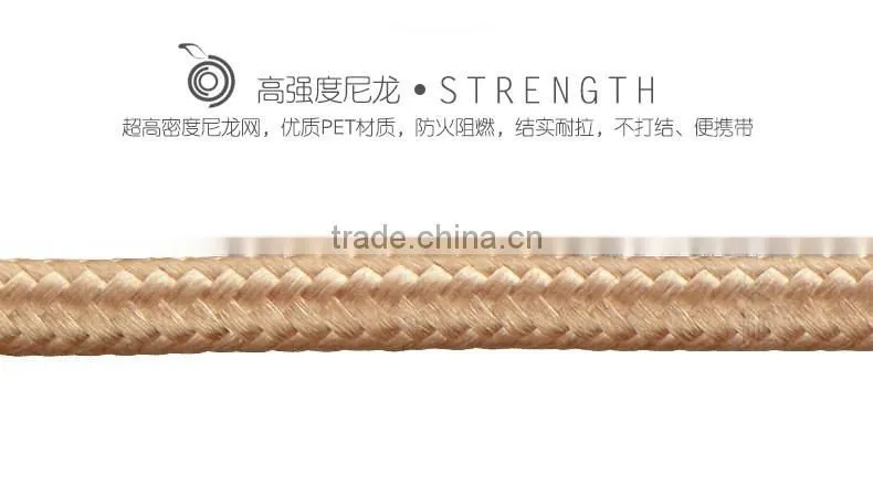 Original GOLF 3M Metal nylon weave Micro USB 2.1A Fast Sync And Charge cable for Android Mobile Phone
