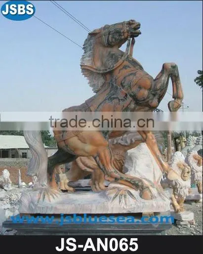 Carved travertine lion statue