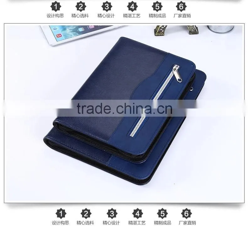 OEM customized leather fashion design notebook cover with pocket
