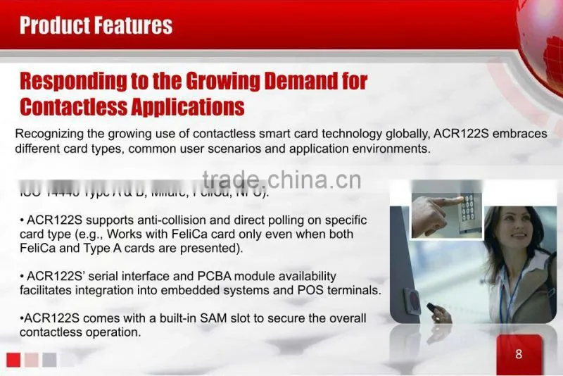 RS232 NFC Reader Writer ACR122S with SAM Slot offer SDK IC Card NFC Tag Sticker contactless RFID 13.56MHz ISO14443 Type A&B POS