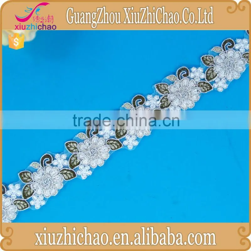 wholesale flower design cord embroidery sequin lace trim