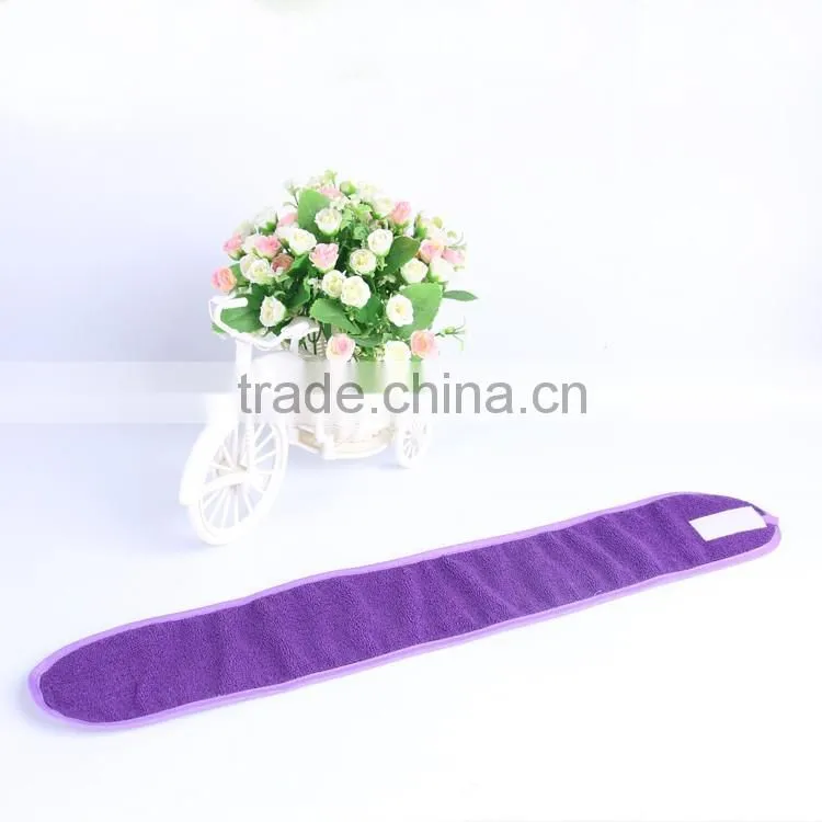 purple microfiber embroidery headband with velcro
