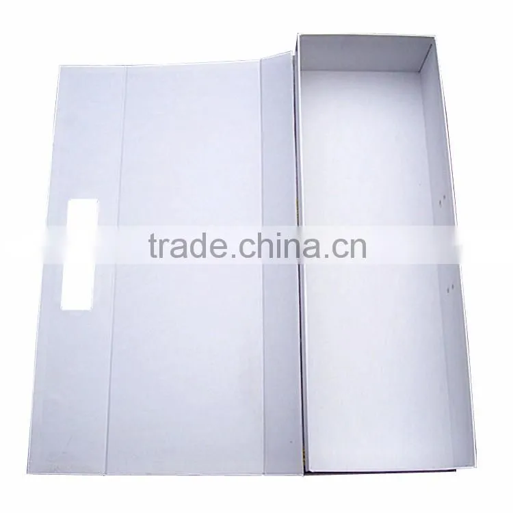 Factory Wholesale Hard Paper Folding Wine Gift Box With Handle .