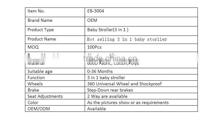 3 In 1 baby stroller/pram set,2016 Multi-function wholesale baby stroller pram
