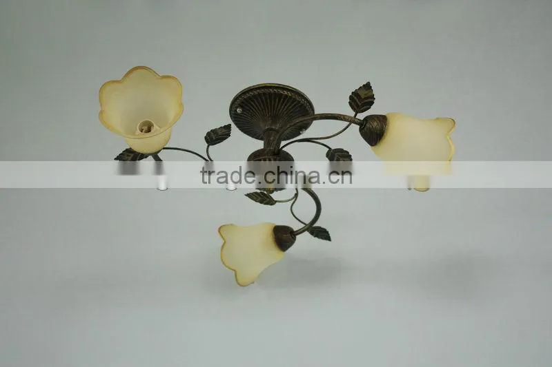 Beige and yellowish Flower 3 lampholders Chandelier pendant