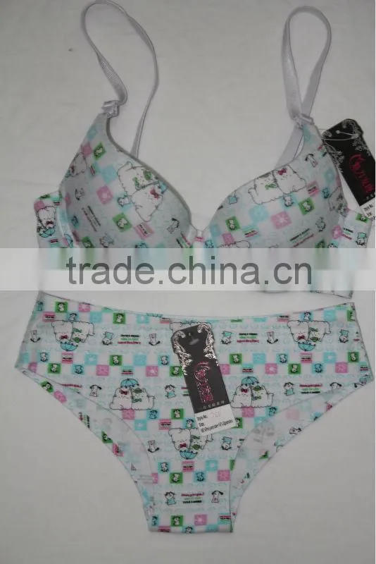 Latest Design Girls Seamless Bonded Fancy Bra Panty Set Photo