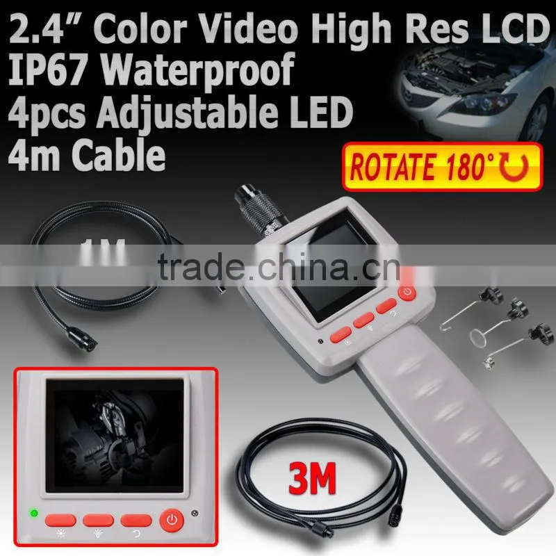 2.4" LCD Video Borescope Endoscope Snake Pipe 4M Cable Inspection Camera