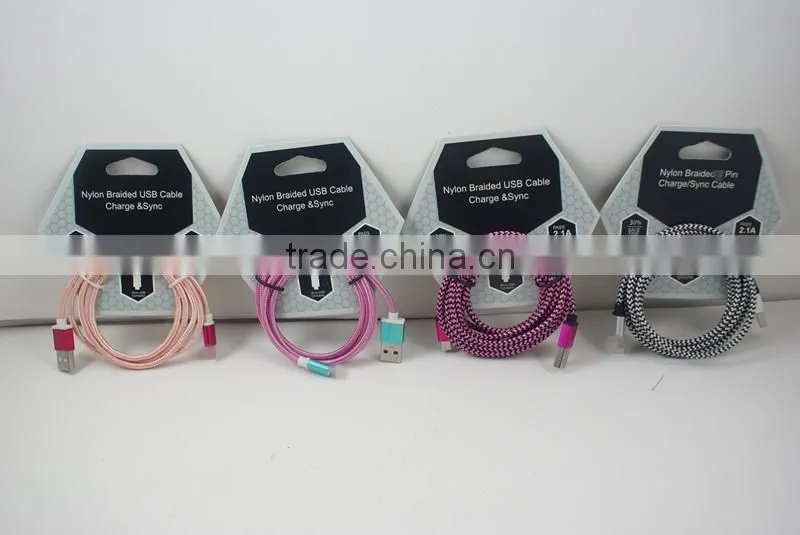 For iPhone USB Charger Cable Flat Zinc Alloy USB Cable New Premium