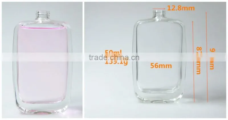 50ml transparent empty glass perfume bottle with spray cap