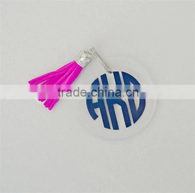 Personalized Customized Match Enamel Suede Tassel Monogram Keychains