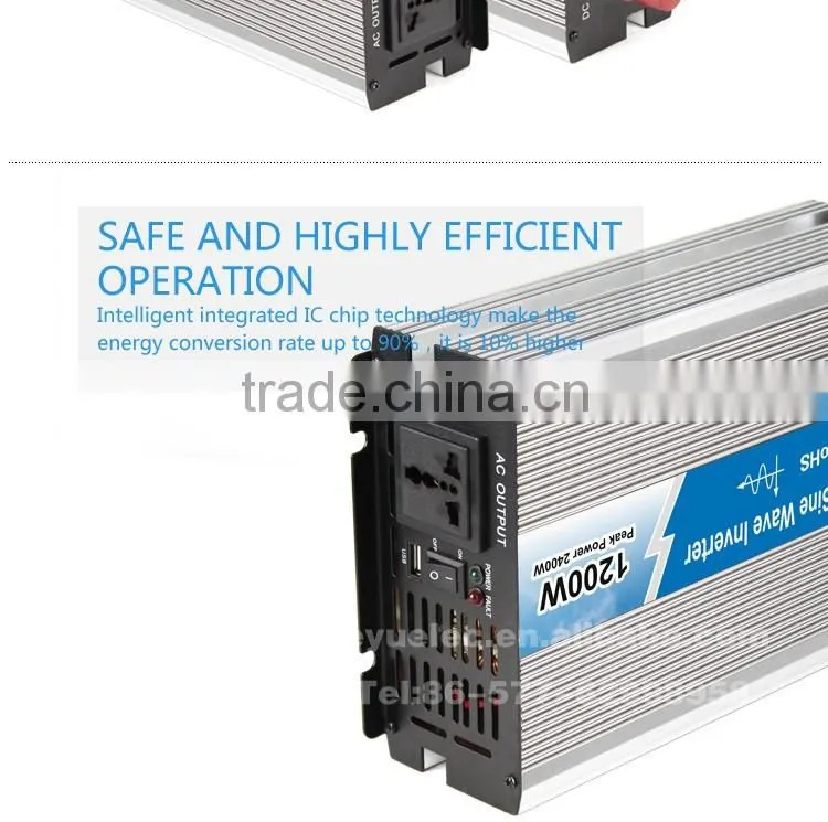 Pure sine wave power inverter 1200w CE RoHS approved dc 12v to ac 110v/220v with off grid solar power system