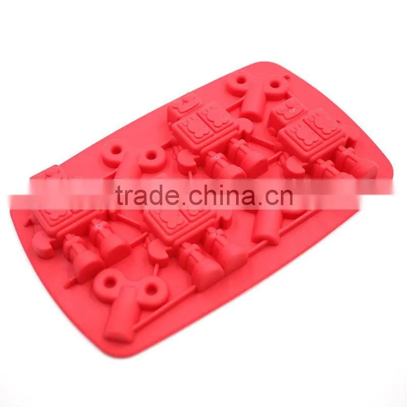 2015 New Design Ice Cream Tools Silicone Robot Chocolate Cake Ice Cream Moulds Summer Ice Tray DIY Mould 19.812.52cm