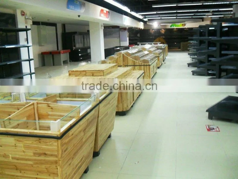 AL-SM070 Hot Sale wooden vegetables and fruit display shelf wooden stand